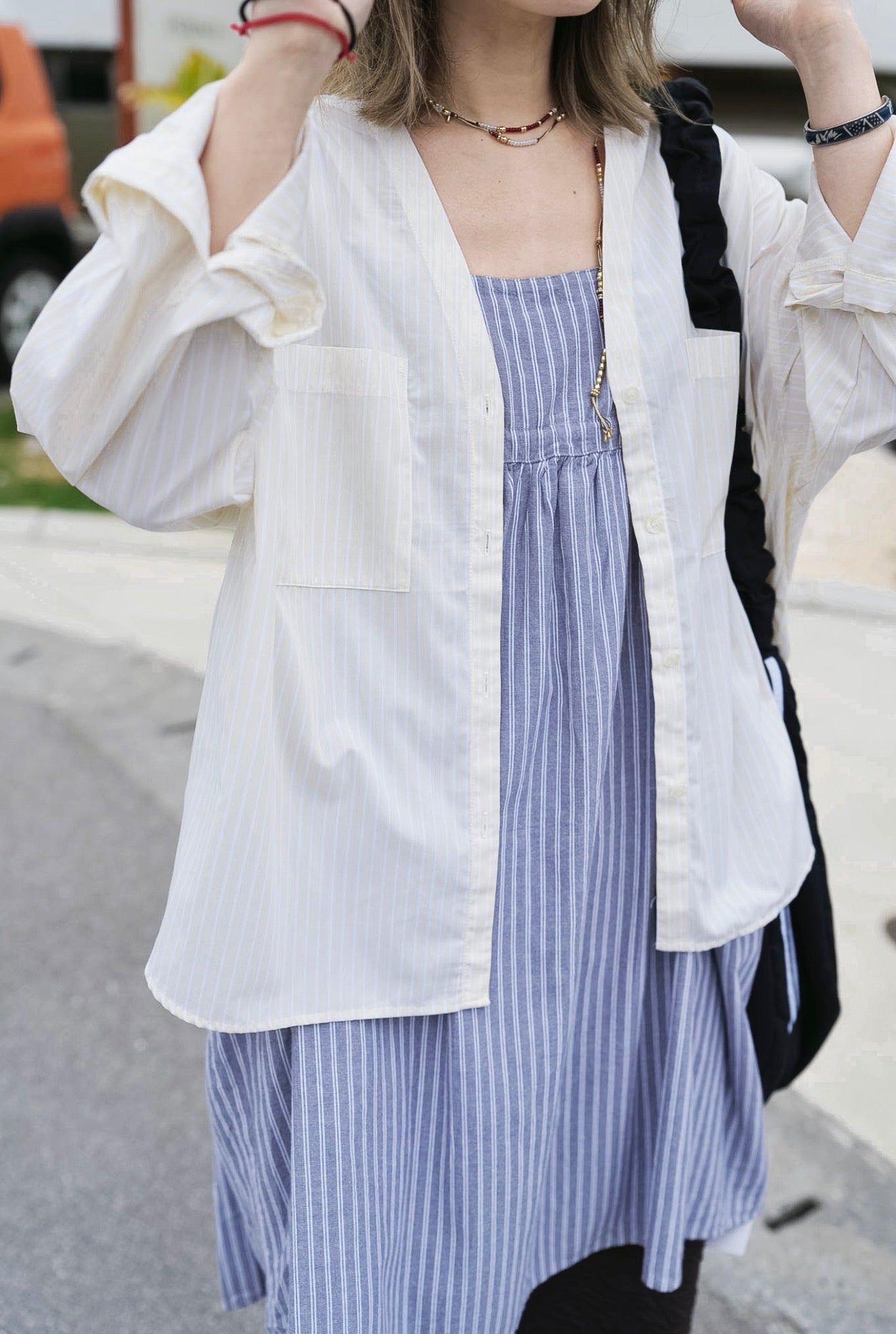 CB102 2WAY STRIPED LAYER DRESS