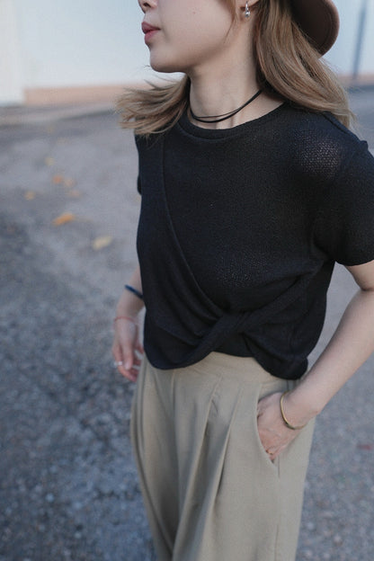 MZ765 TWIST KNOT LINEN TOP