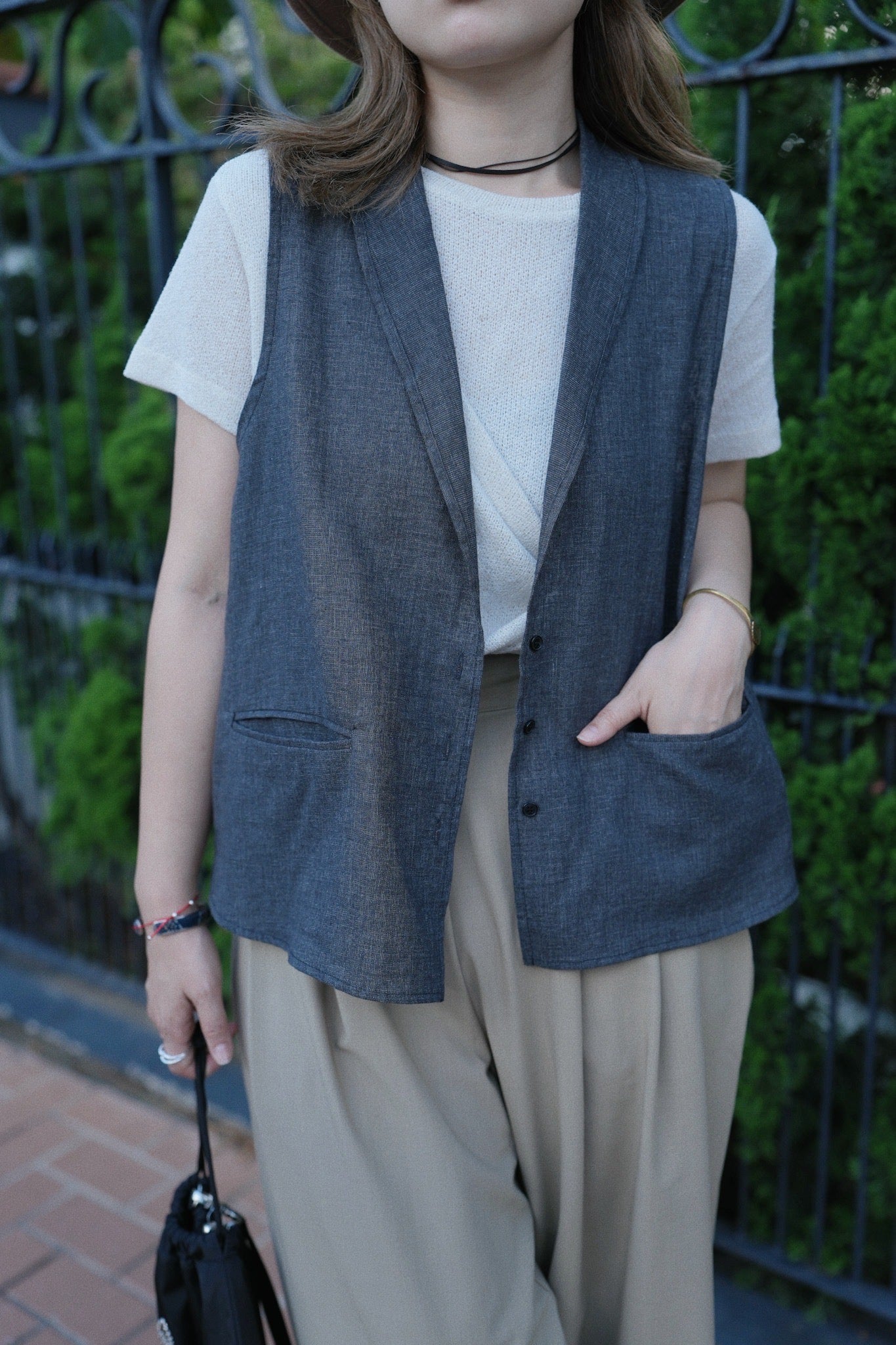 MZ787 LIGHT WEIGHT LINEN VEST