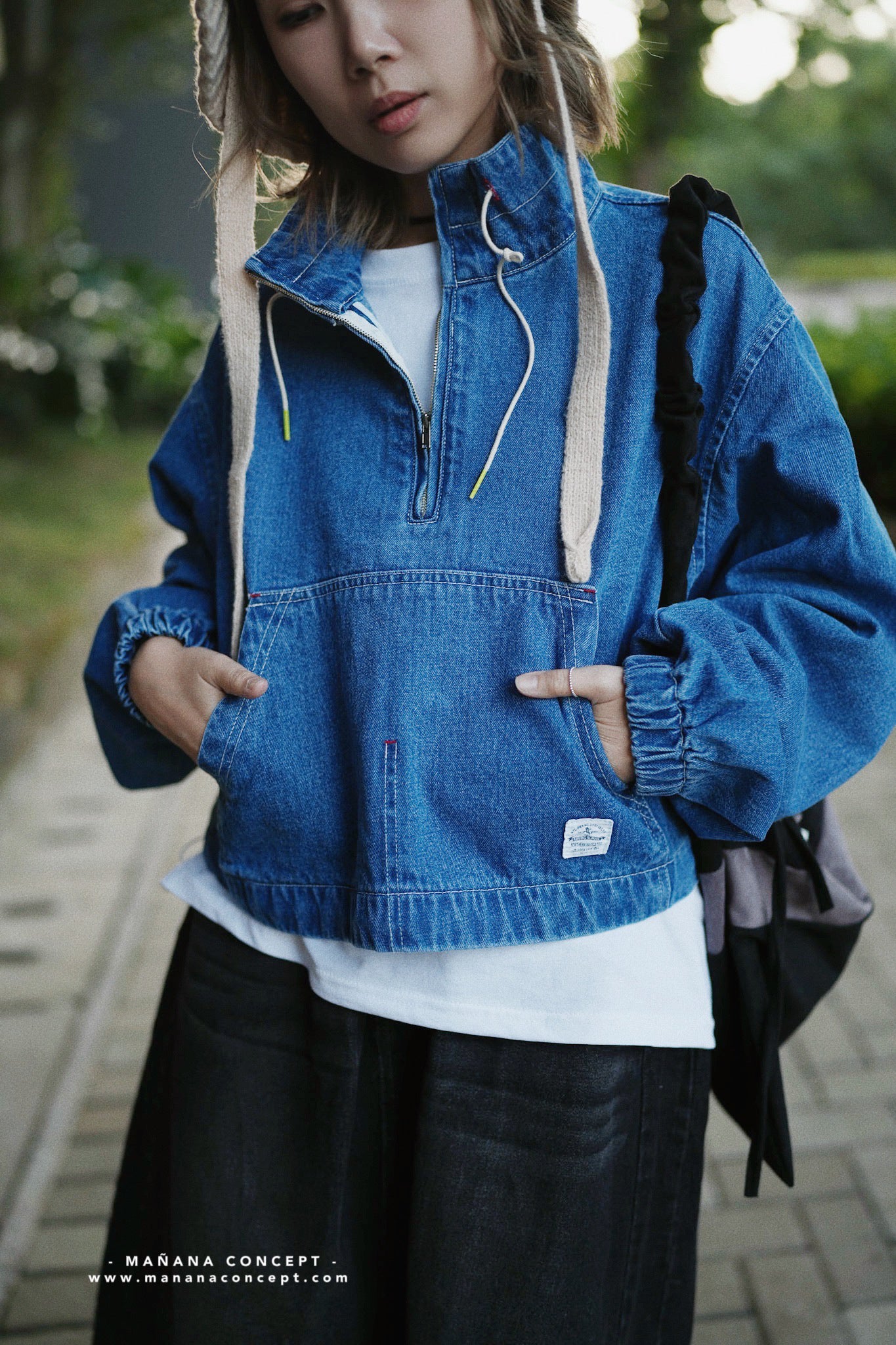 MZ555 Half-Zip Denim Pullover