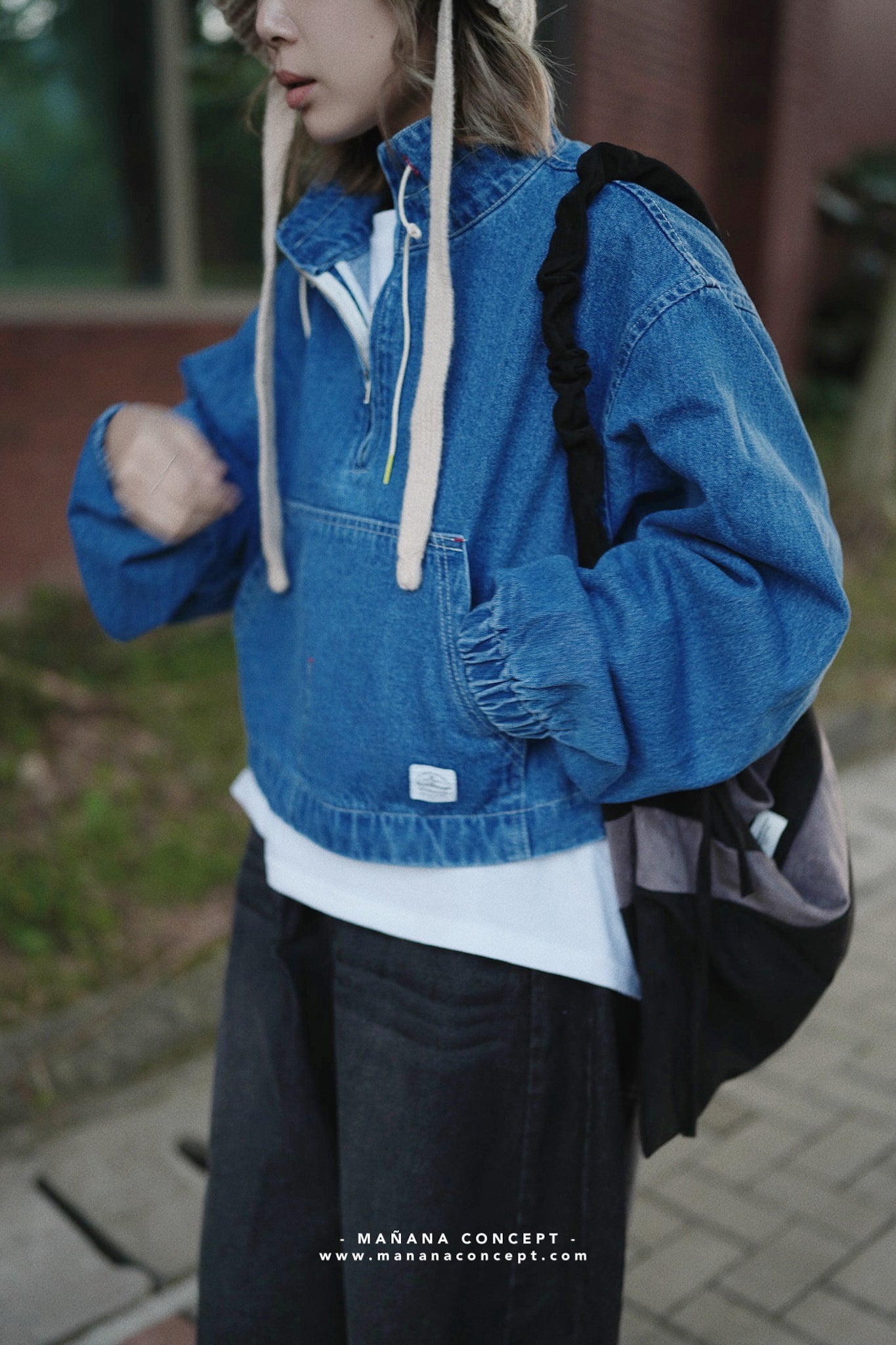 MZ555 Half-Zip Denim Pullover