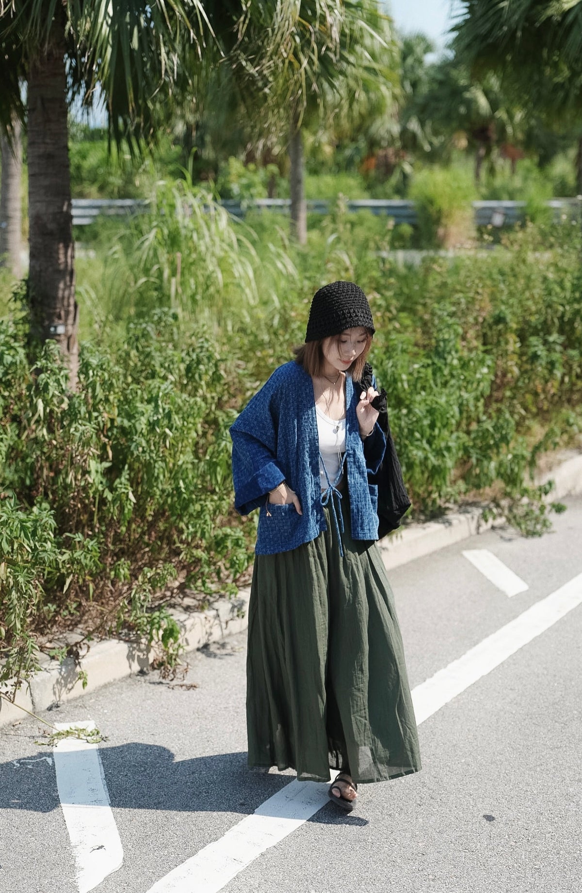 NA495 TEXTURED INDIGO KIMONO