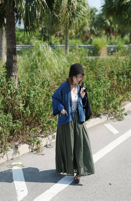 NA495 TEXTURED INDIGO KIMONO