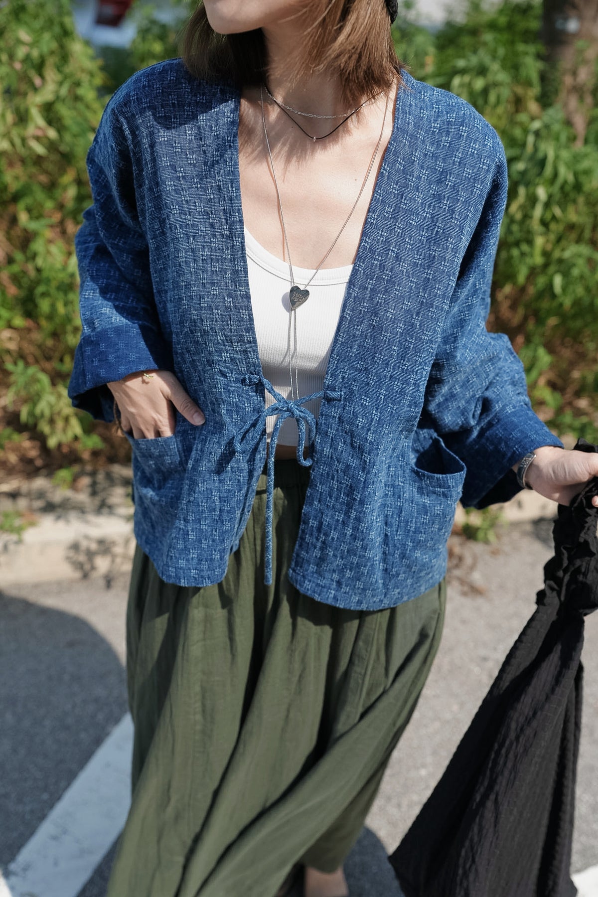 NA495 TEXTURED INDIGO KIMONO