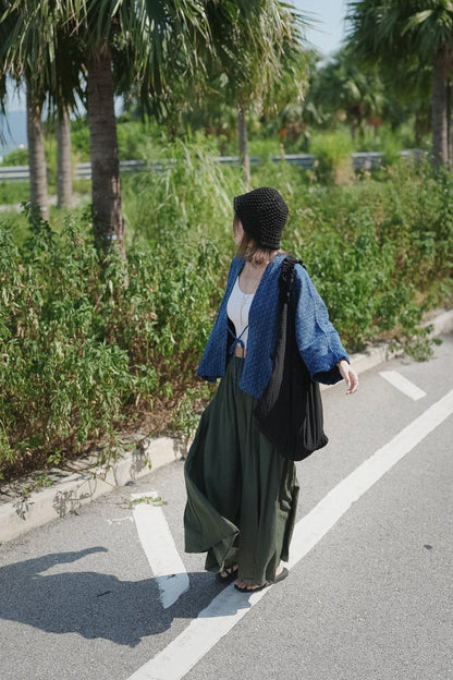 NA495 TEXTURED INDIGO KIMONO