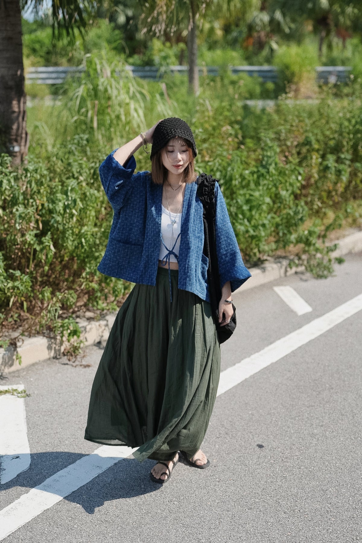 NA495 TEXTURED INDIGO KIMONO