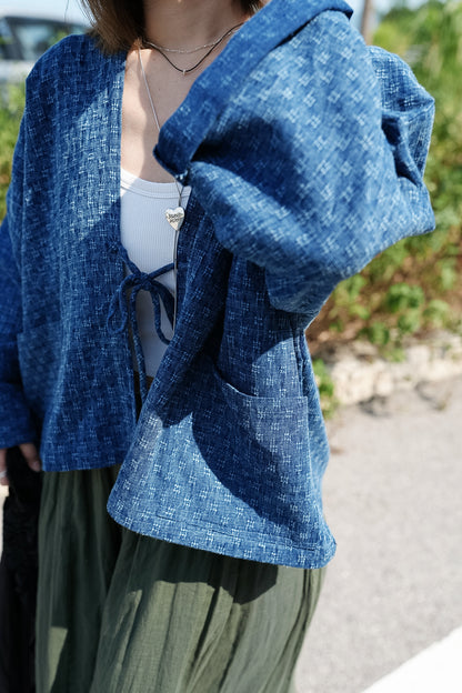 NA495 TEXTURED INDIGO KIMONO