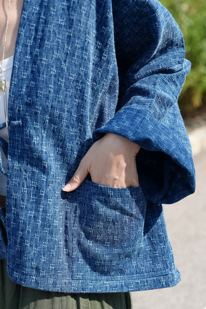 NA495 TEXTURED INDIGO KIMONO