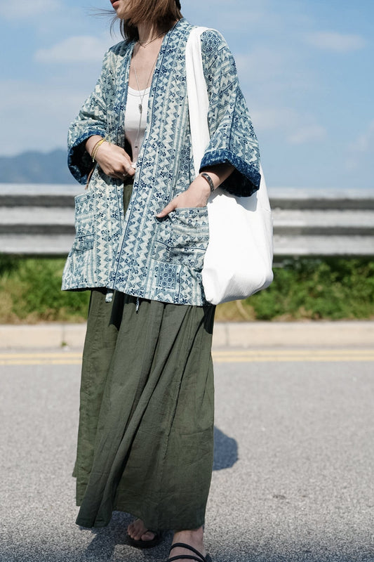 NA496 KASURI INDIGO KIMONO【早鳥送-$30】