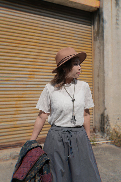 CA687 CRINKLE RUFFLE TOP【 2件減-$20, 4件減-$50 】