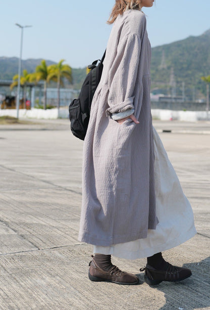 CA683 Round Neck Crepe Shirt Dress