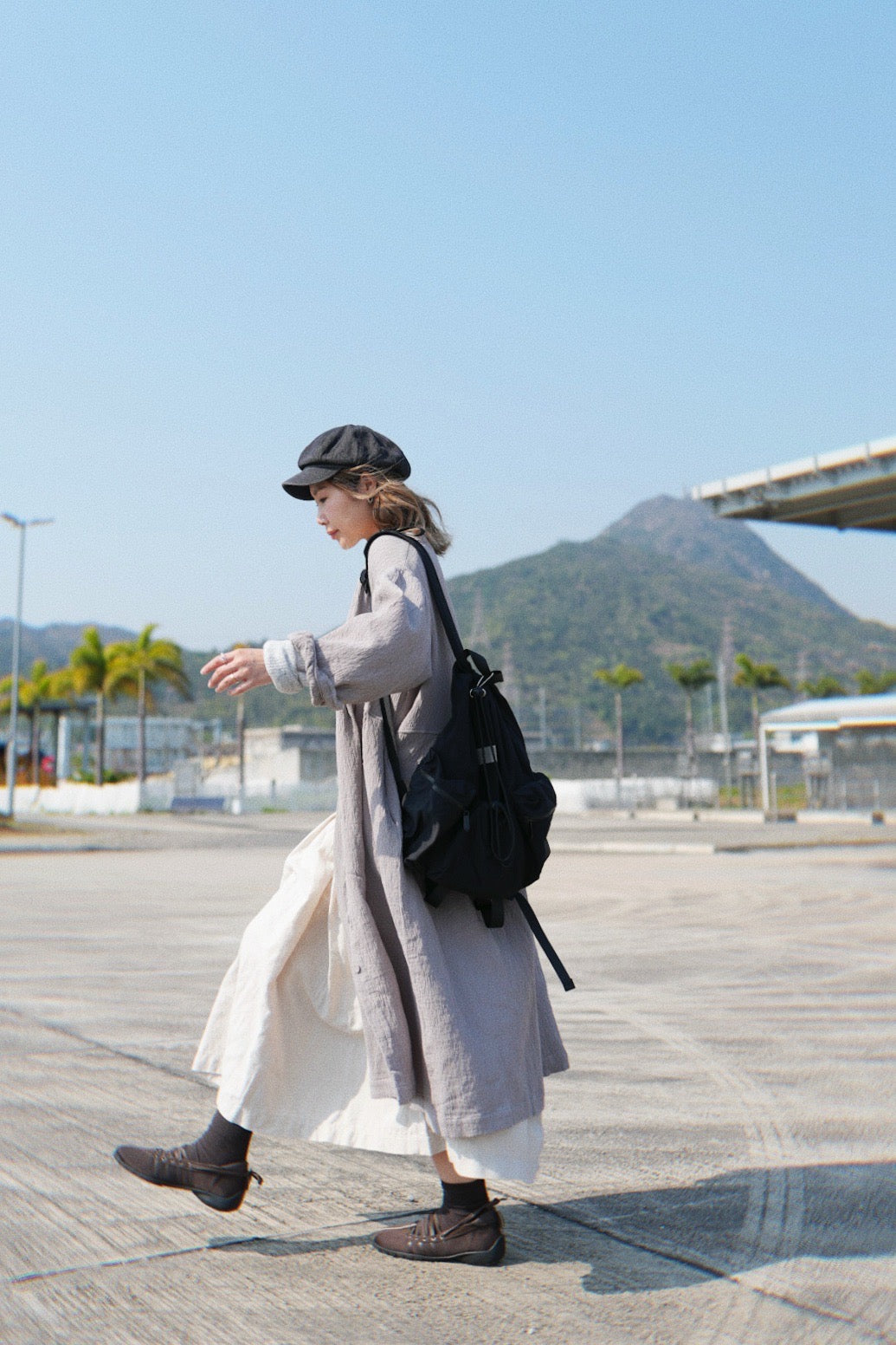 CA683 Round Neck Crepe Shirt Dress