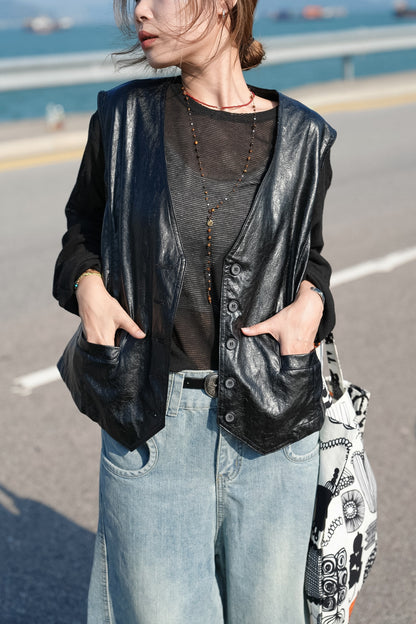 MB057 FAUX LEATHER VEST