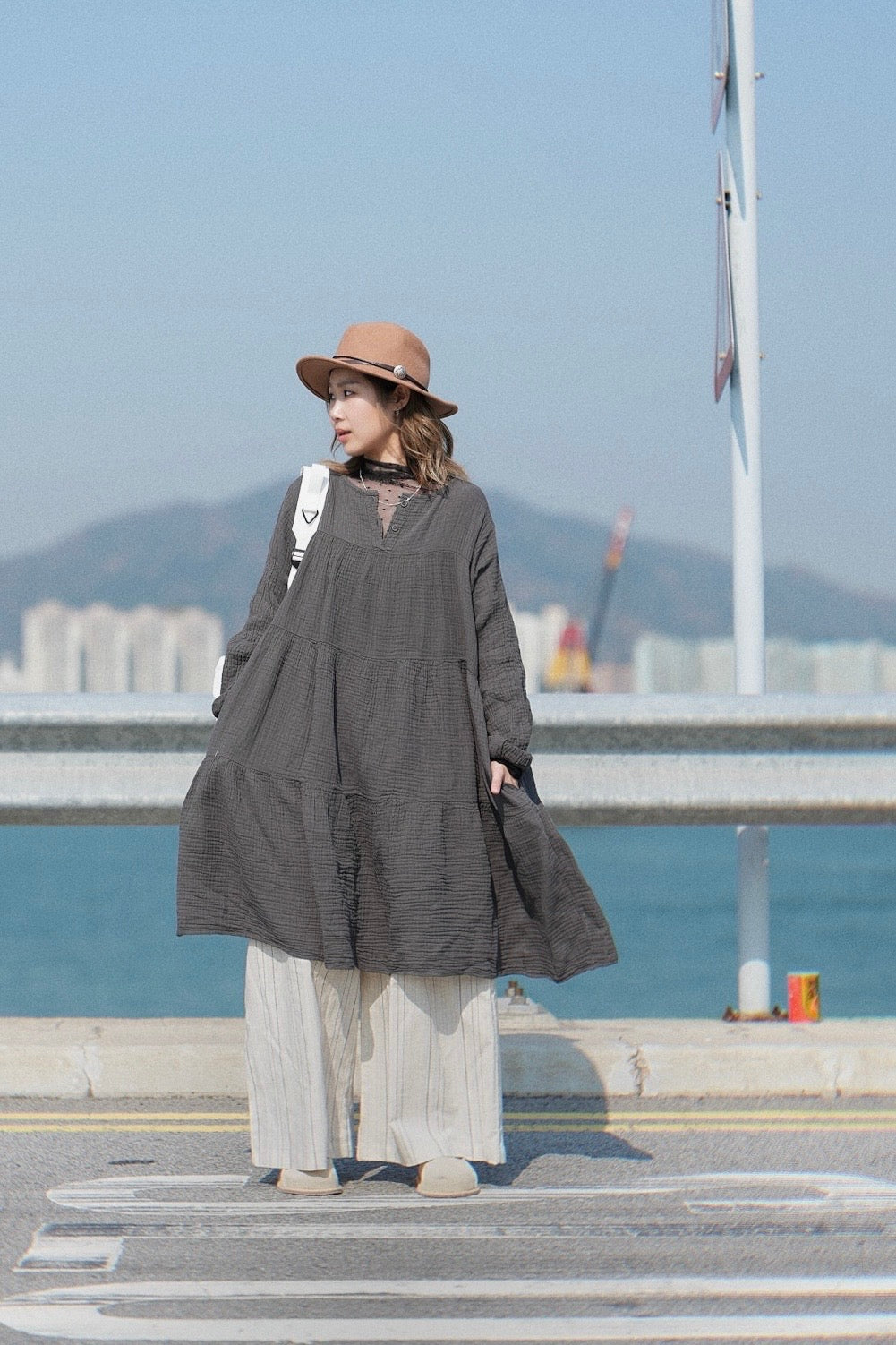 MZ702 LINEN STRIPED WIDE LEG PANTS