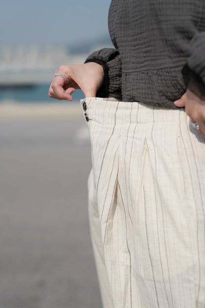 MZ702 LINEN STRIPED WIDE LEG PANTS