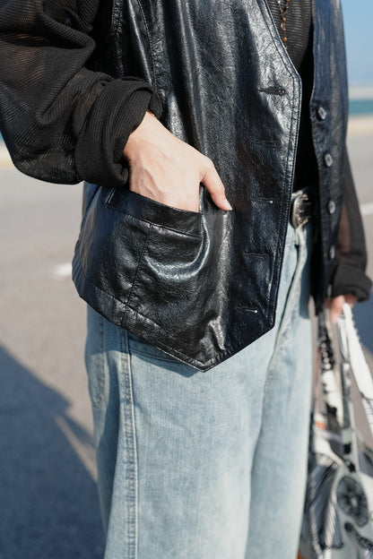MB057 FAUX LEATHER VEST