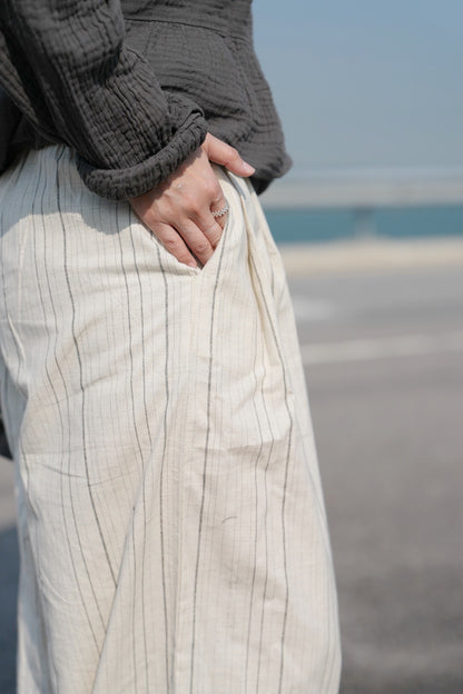 MZ702 LINEN STRIPED WIDE LEG PANTS