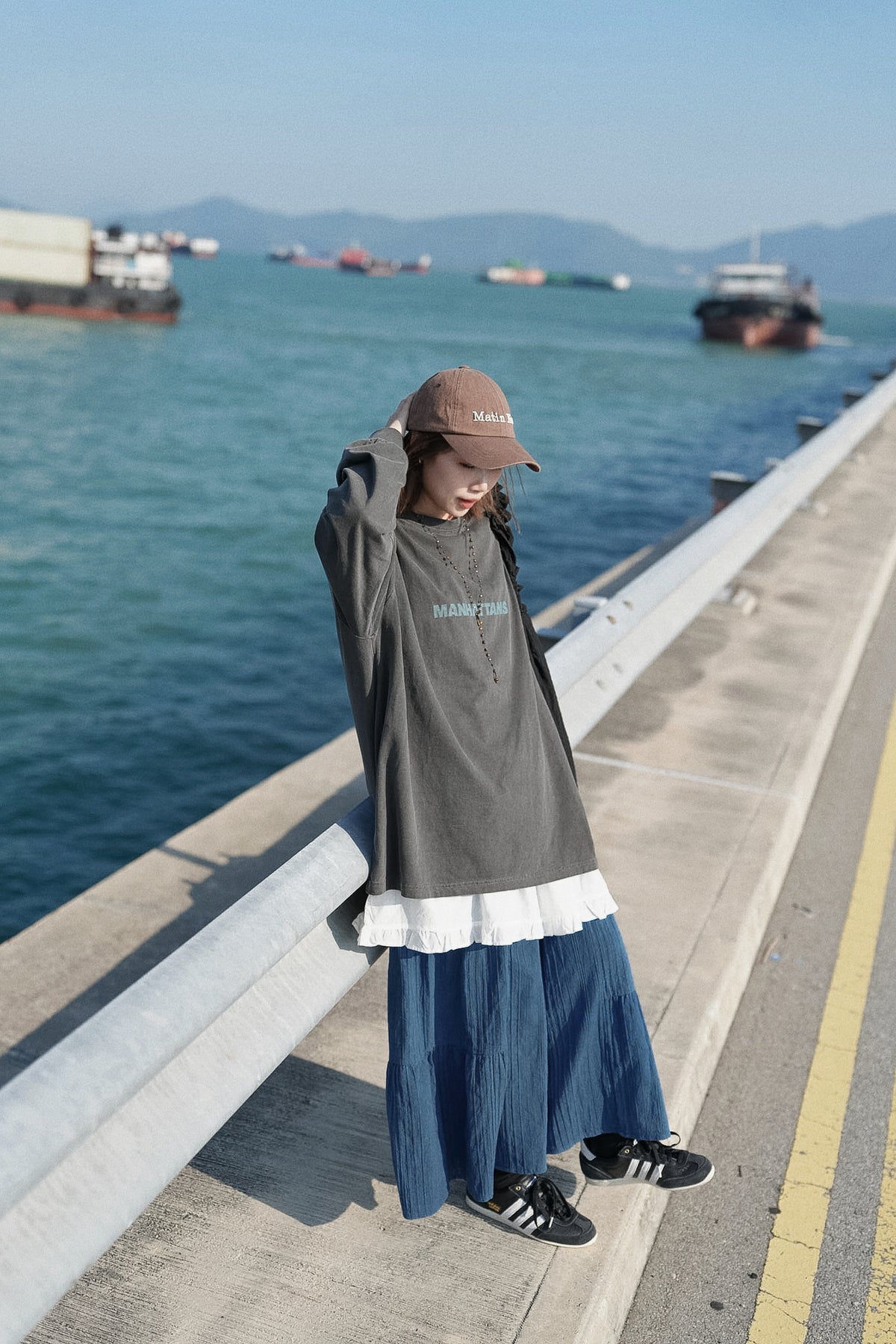 NA496 INDIGO RELAXED CRINKLE WIDE PANTS