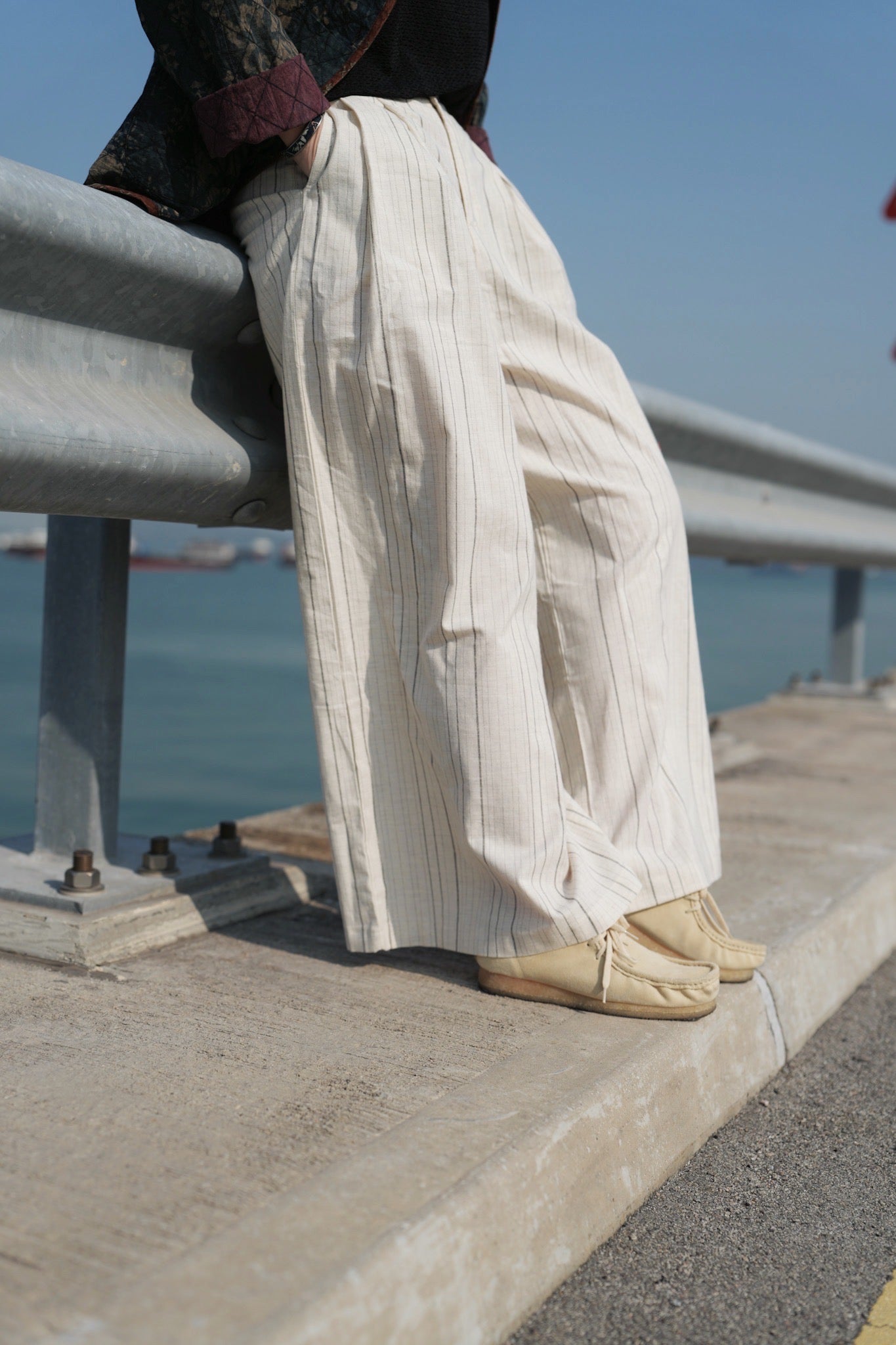 MZ702 LINEN STRIPED WIDE LEG PANTS