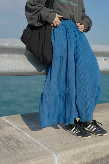 NA496 INDIGO RELAXED CRINKLE WIDE PANTS