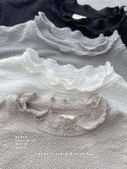 CA687 CRINKLE RUFFLE TOP【 2件減-$20, 4件減-$50 】