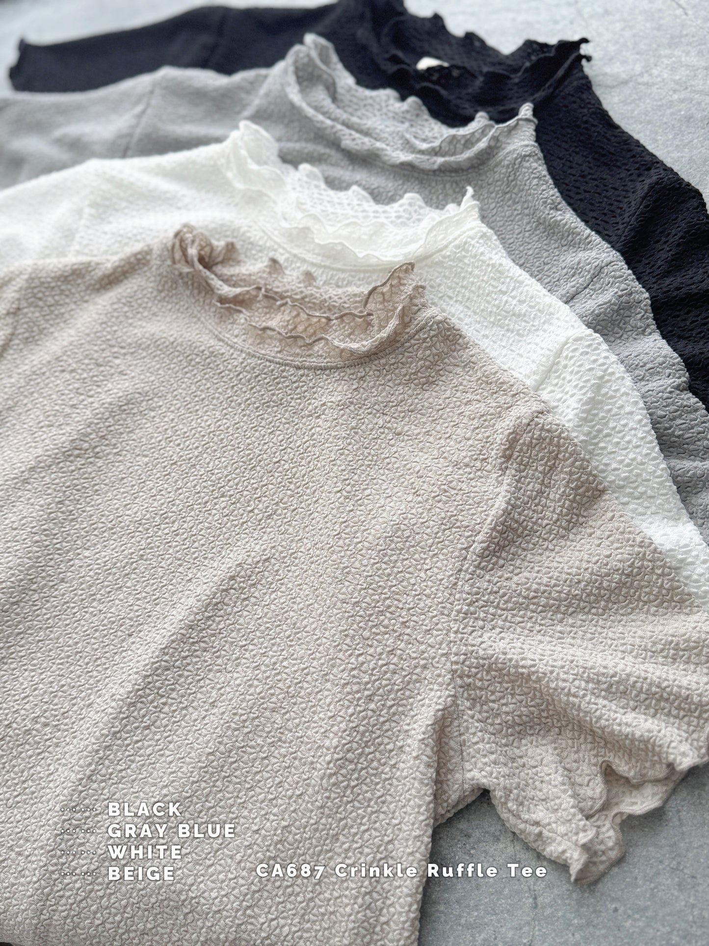 CA687 CRINKLE RUFFLE TOP【 2件減-$20, 4件減-$50 】