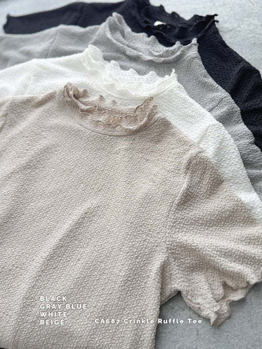 CA687 CRINKLE RUFFLE TOP【 2件減-$20, 4件減-$50 】