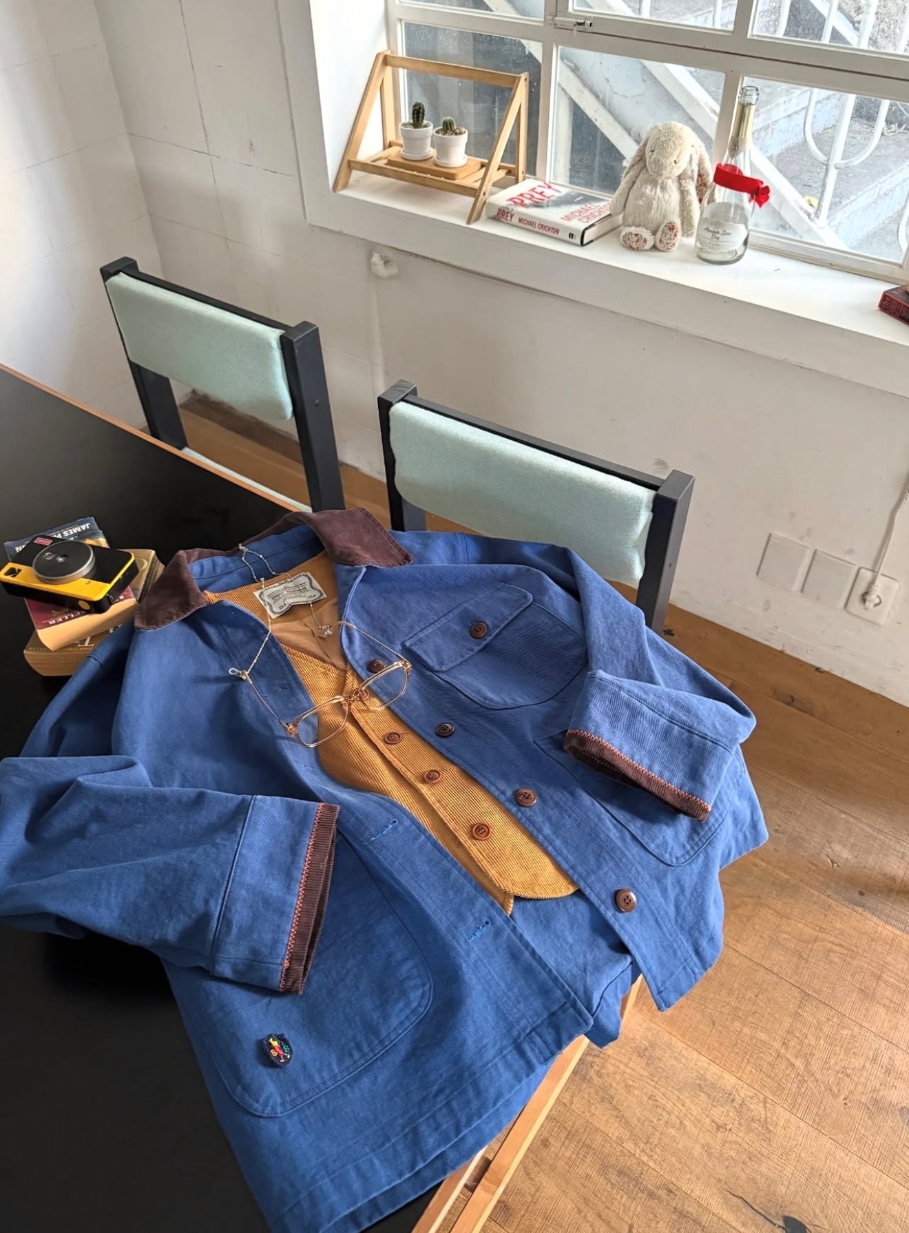 MZ848 CONTRASTED-COLLAR WORKER JACKET