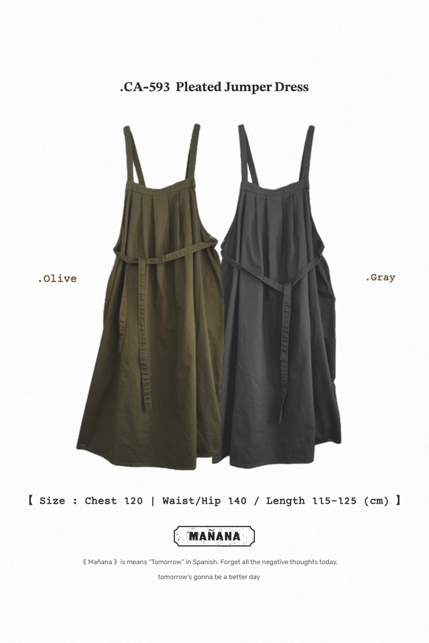 CA593 Pleated Jumper Dress