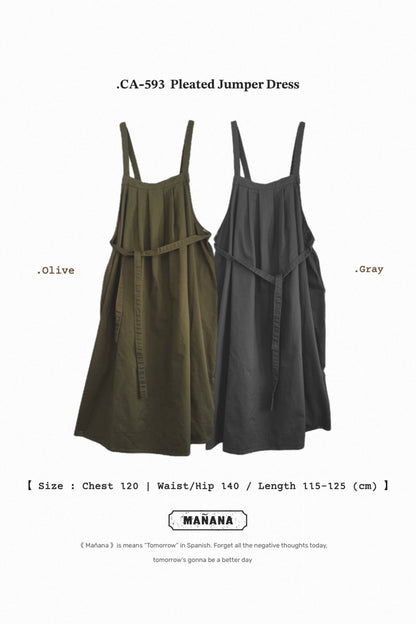 CA593 Pleated Jumper Dress