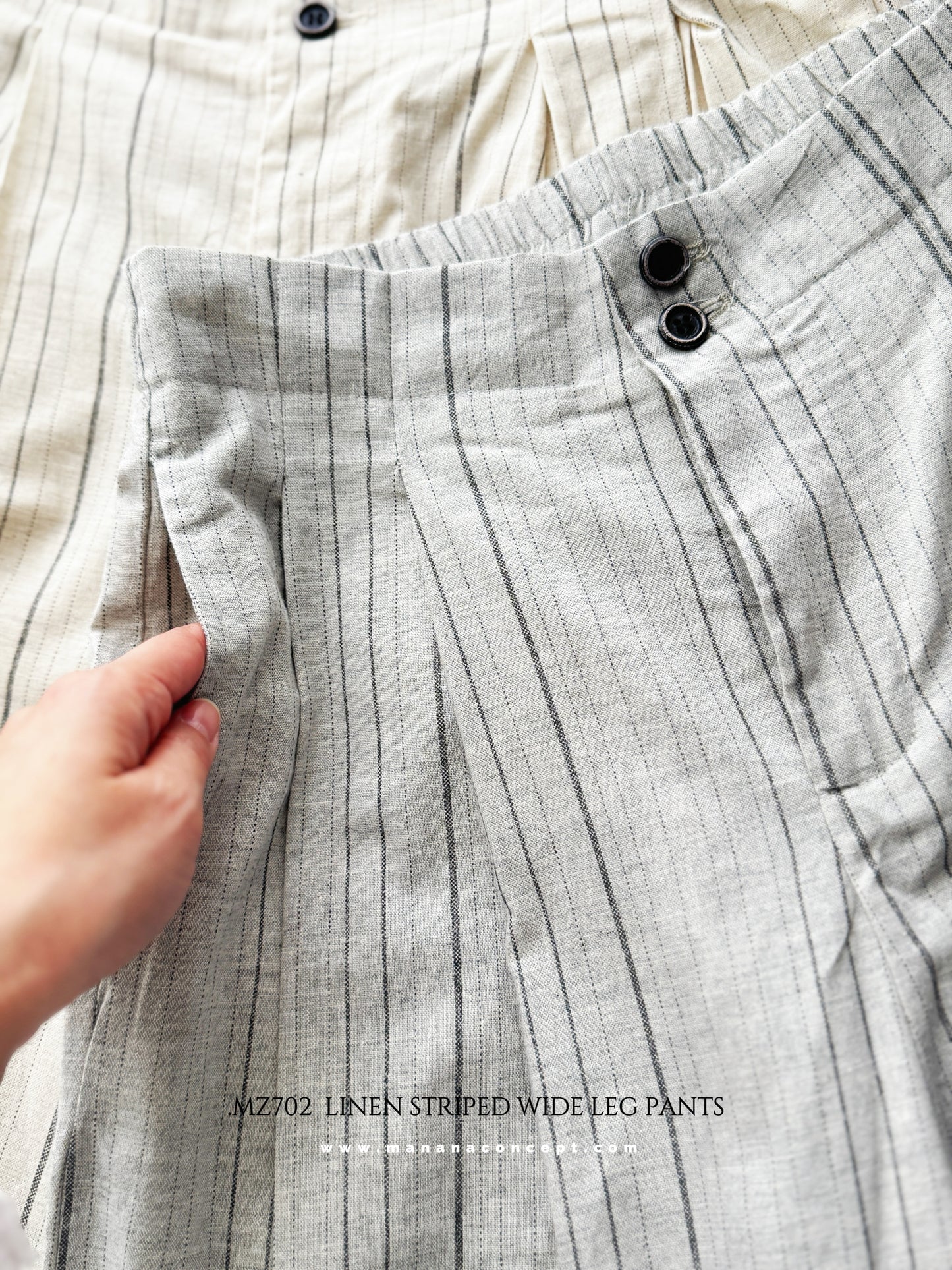 MZ702 LINEN STRIPED WIDE LEG PANTS