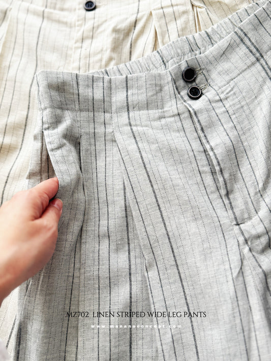 MZ702 LINEN STRIPED WIDE LEG PANTS
