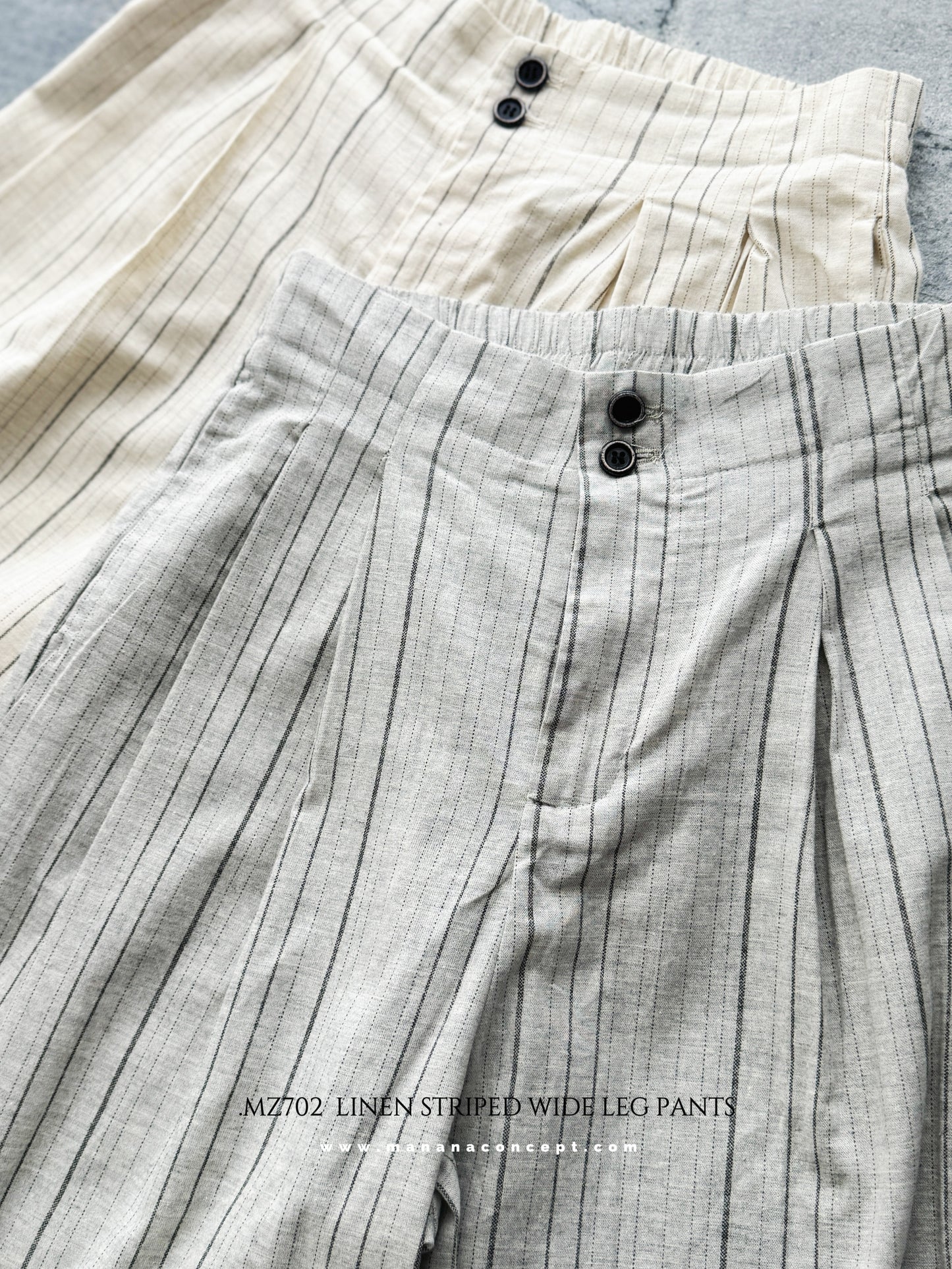 MZ702 LINEN STRIPED WIDE LEG PANTS