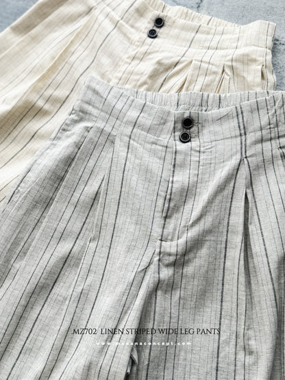 MZ702 LINEN STRIPED WIDE LEG PANTS