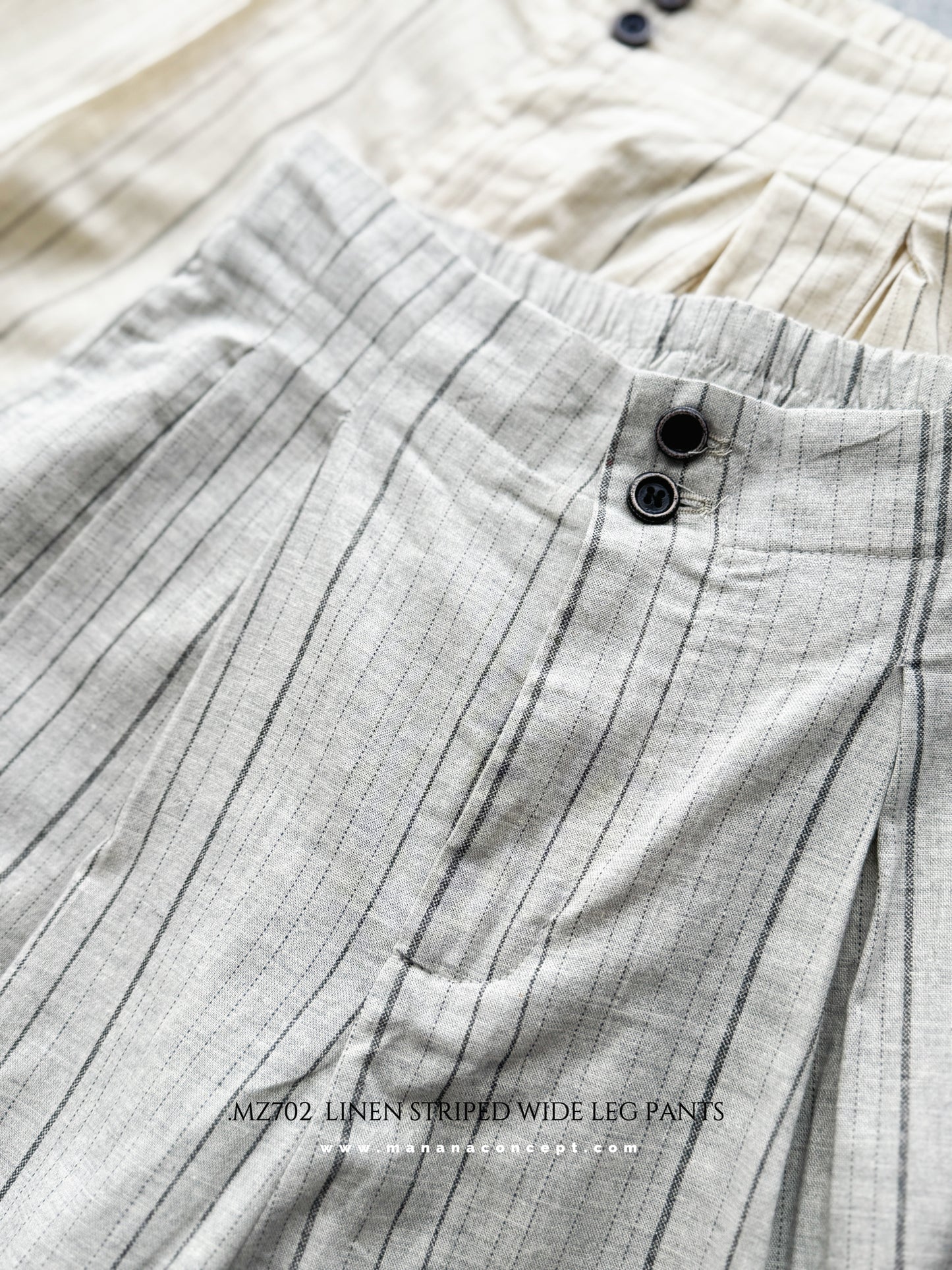 MZ702 LINEN STRIPED WIDE LEG PANTS