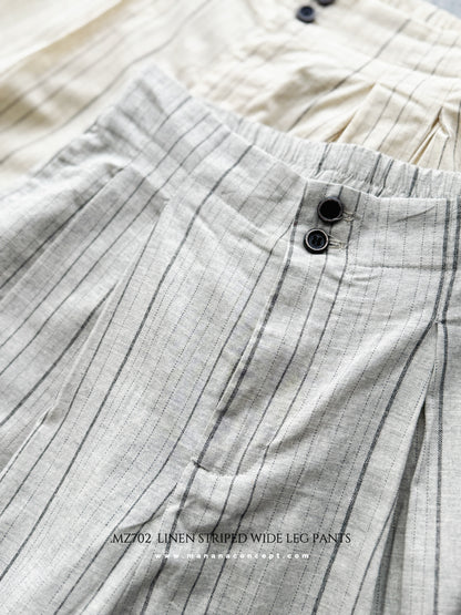 MZ702 LINEN STRIPED WIDE LEG PANTS