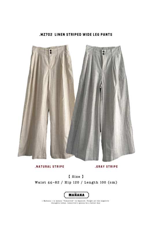 MZ702 LINEN STRIPED WIDE LEG PANTS