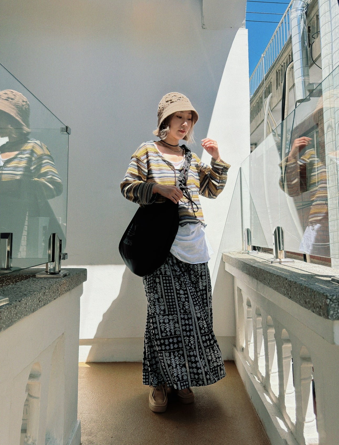 MZ512 STRIPED MESH TOP