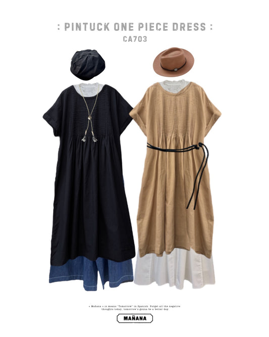 CA703 PINTUCK ONE PIECE DRESS