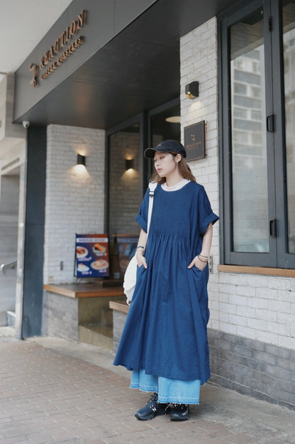 CA703 PINTUCK ONE PIECE DRESS