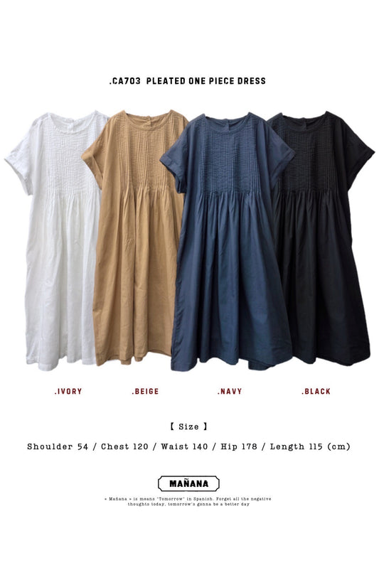 CA703 PINTUCK ONE PIECE DRESS