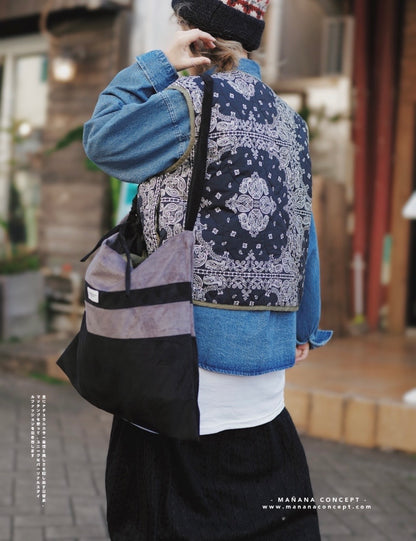 MZ544 Contrasted Suede Tote