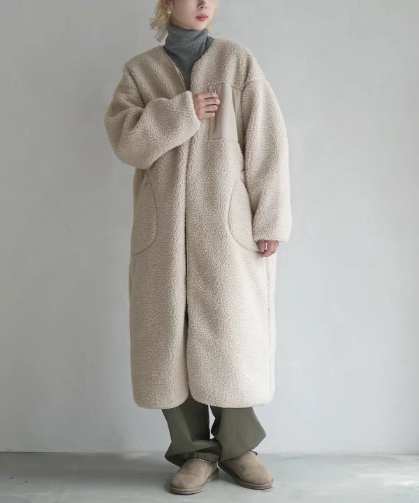 NA423 BOA FLEECE LONG COAT