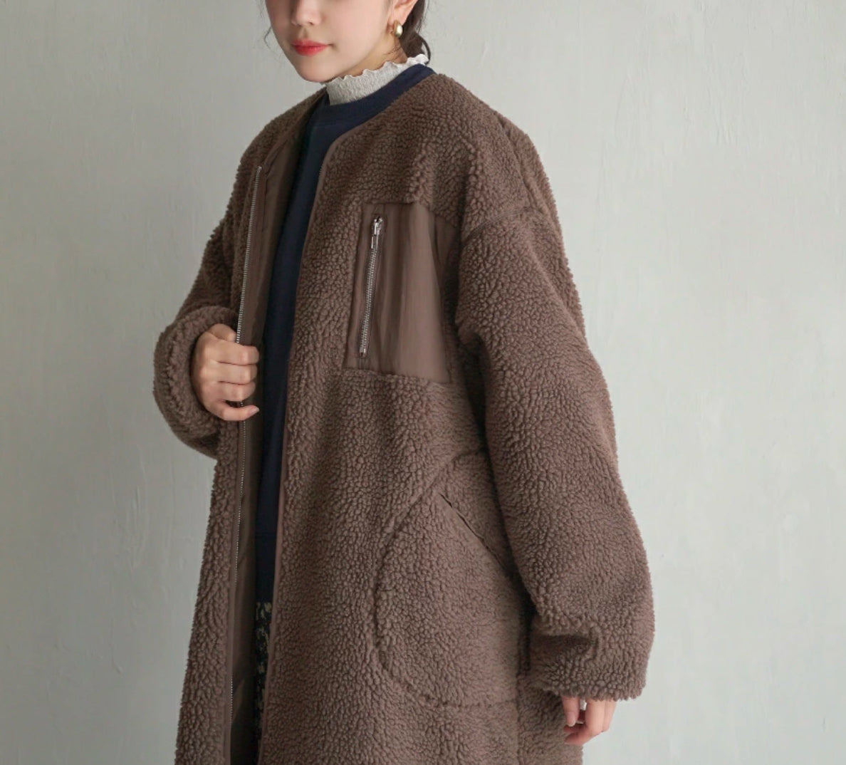 NA423 BOA FLEECE LONG COAT