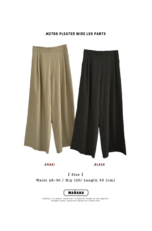 MZ786 PLEATED WIDE LEG PANTS