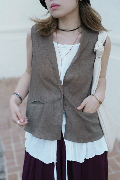 MZ787 LIGHT WEIGHT LINEN VEST