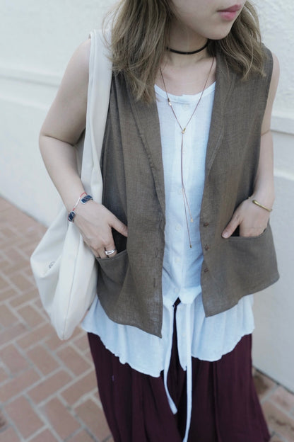 MZ787 LIGHT WEIGHT LINEN VEST