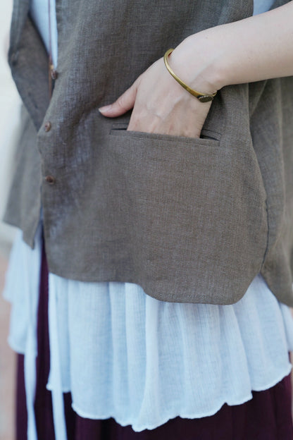 MZ787 LIGHT WEIGHT LINEN VEST