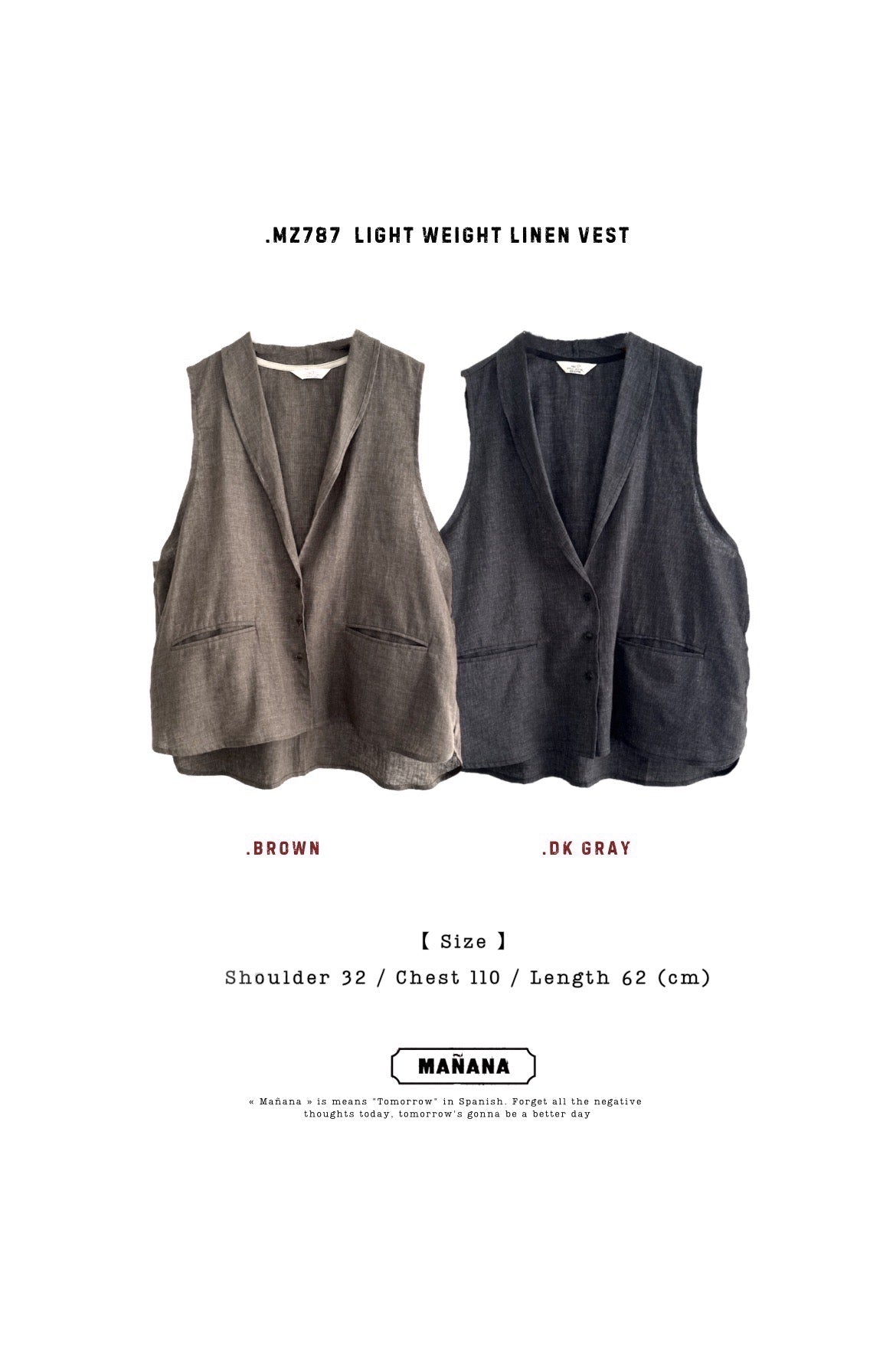MZ787 LIGHT WEIGHT LINEN VEST