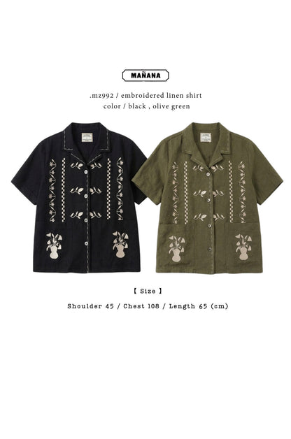 MZ992 EMBROIDERED LINEN SHIRT